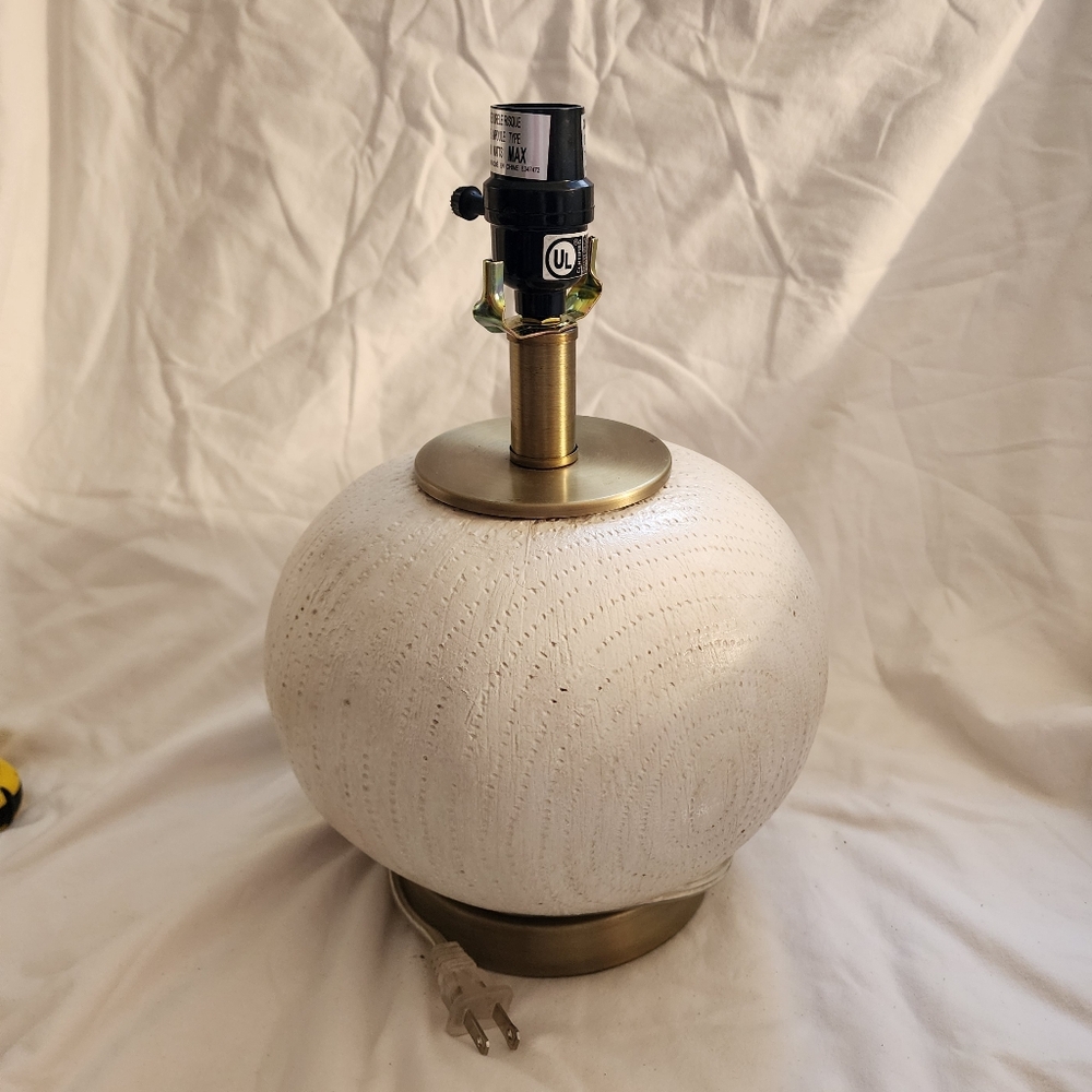 Faux Wood Ball Table Lamp Off White Small - Picture 3 of 9
